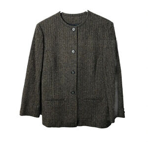 Vtg Pendleton Womens Virgin Wool Blazer Sz M Button Up Brown Herringbone Brown